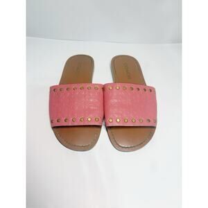 Coach Pink Studded Leather Logo Slides